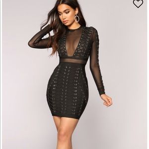 Down With The Clique Bandage Dress -Black